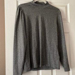 JCrew Gray Sparkle Mock Neck Shirt Brand New With Tags size L